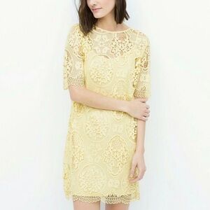 NWOT Zara Yellow Lace Mini Dress